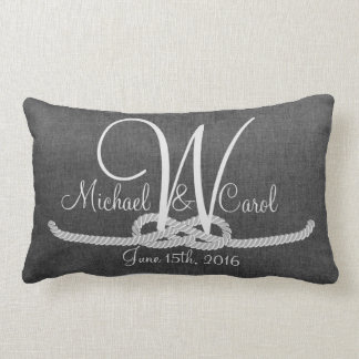 Rectangle Coussin gris personnalisé de famille de monogramme