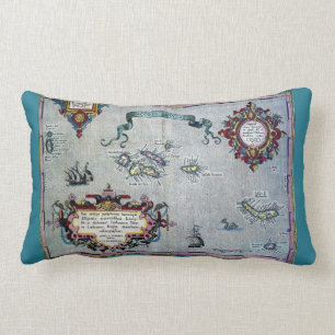 Rectangle Coussin historique mou de carte des Açores