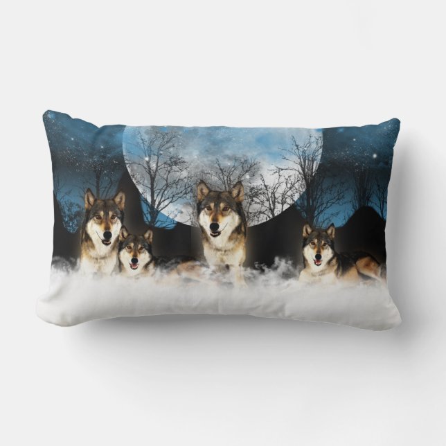 Rectangle Coussin indien de loup de style (Recto)