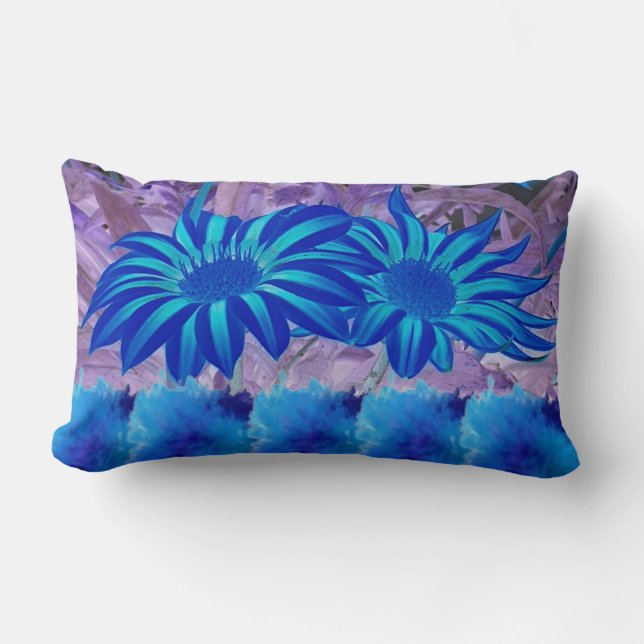 Rectangle Coussin jeté Fleurs bleues  (Recto)