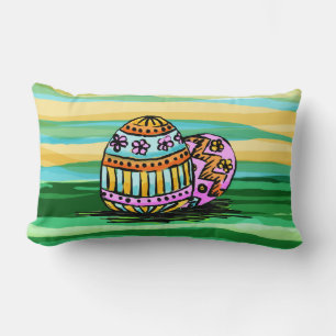Rectangle Coussin Jeté, Oeufs de Pâques Peints