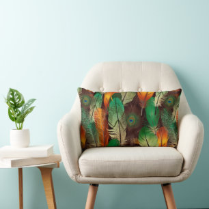 Rectangle Coussin Jeté Plumes de Paon