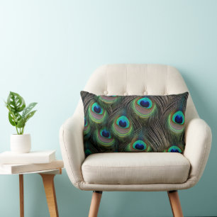 Rectangle Coussin Jeté Plumes de Paon