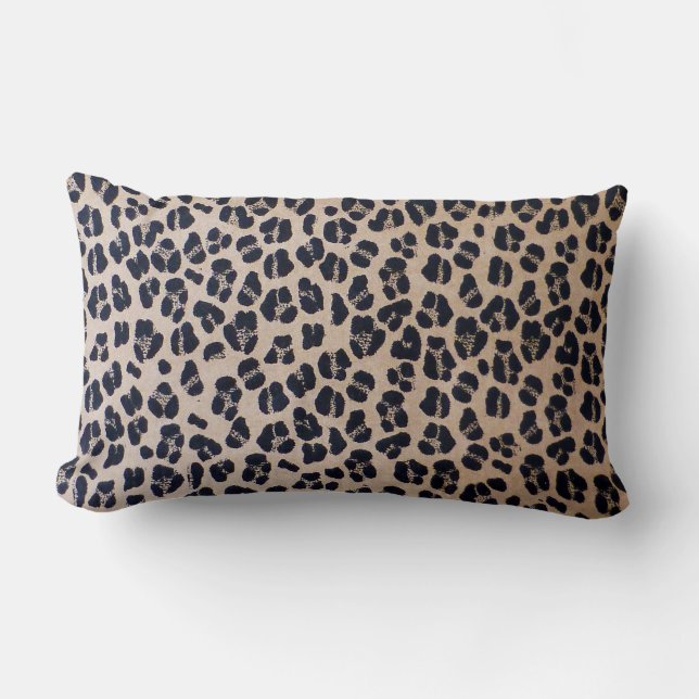 Rectangle Coussin lombaire 13" d'empreinte de léopard (Recto)