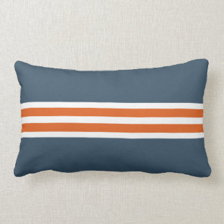 Rectangle Coussin lombaire bleu avec les rayures oranges et