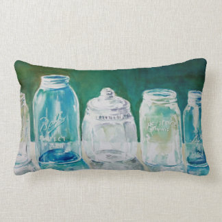 Rectangle Coussin lombaire d'aquarelle de pot de maçon