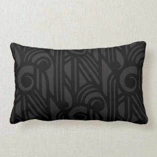 Rectangle Coussin lombaire d'art déco de bâillon - noir sur
