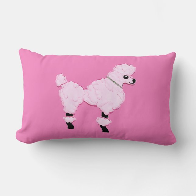 Rectangle Coussin lombaire de caniche rose (Recto)