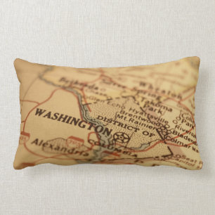 Rectangle Coussin lombaire de carte vintage de Washington DC