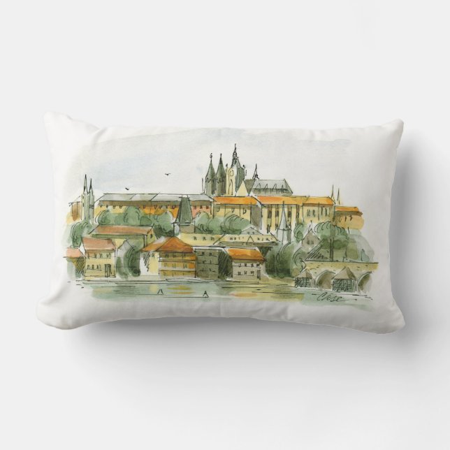 Rectangle Coussin lombaire de château de Prague (Recto)