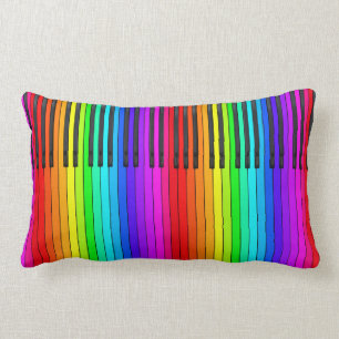 Rectangle Coussin lombaire de clavier de piano d'arc-en-ciel