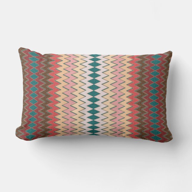 Rectangle Coussin lombaire de coton de zigzag de Chevron de (Recto)