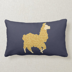 Rectangle Coussin lombaire de coussin de lama d'or