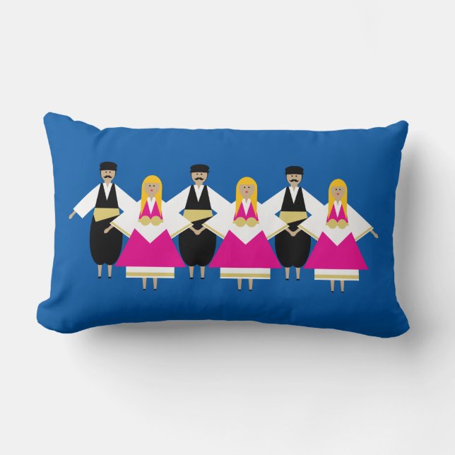 Rectangle Coussin lombaire de danseurs de Trikeri Grèce (Recto)