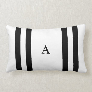 Rectangle Coussin lombaire de monogramme noir de rayure