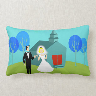 Rectangle Coussin lombaire de rétros couples de mariage