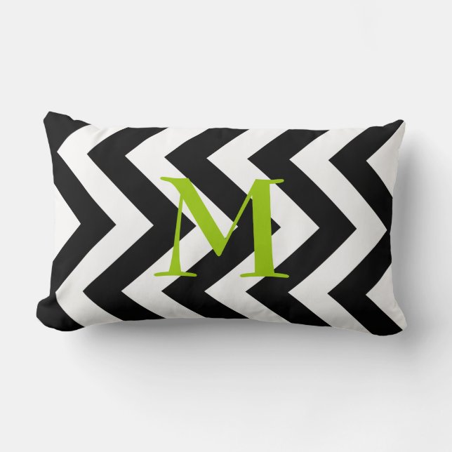 Rectangle Coussin lombaire de zigzag noir et blanc de (Recto)
