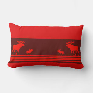 Rectangle Coussin lombaire décoratif d'orignal rouge rustiqu