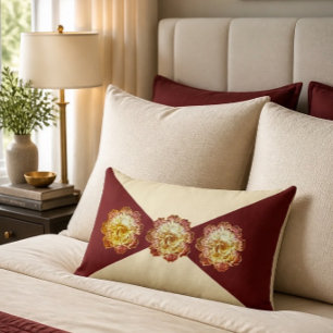 Rectangle Coussin Lombaire Élégance Bourgogne & Crème - N°1