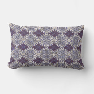 RECTANGLE COUSSIN LOMBAIRE EN MAILLE ARGILE PRUNE