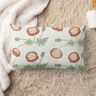 Rectangle Coussin lombaire en terracotta à motif de coquelic