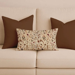 Rectangle Coussin Lombaire Fleur Pressée Herbier Vintage