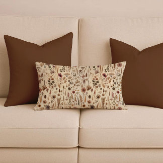 Rectangle Coussin Lombaire Fleur Pressée Herbier Vintage