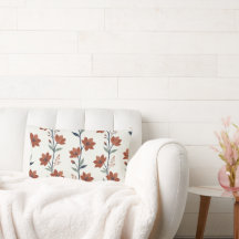 Coussin lombaire moderne en terracotta floral