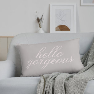 Rectangle Coussin Lombaire Rose Blush 'Bonjour Magnifique'