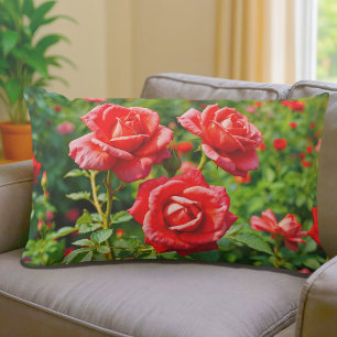 Rectangle Coussin Lombaire Roses Rouges