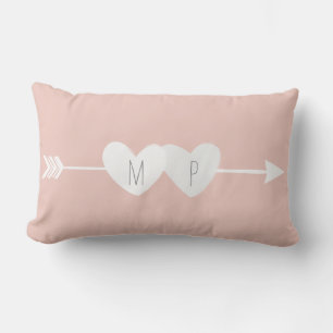 Rectangle Coussin Lumbar à deux coeurs