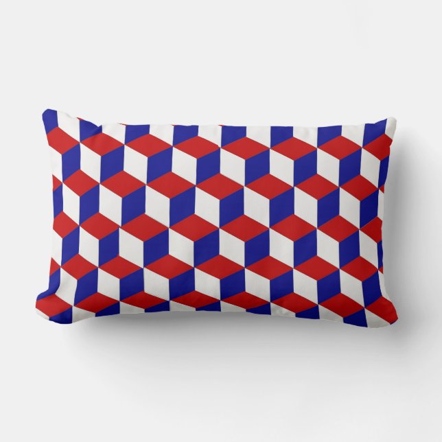 Rectangle Coussin (lumbar) - Blocage illusion rouge, blanc,  (Recto)