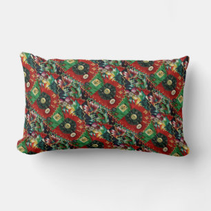 Rectangle Coussin Lumbar rouge et vert