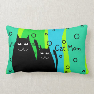 Rectangle Coussin "maman d'art de chat noir de chat "