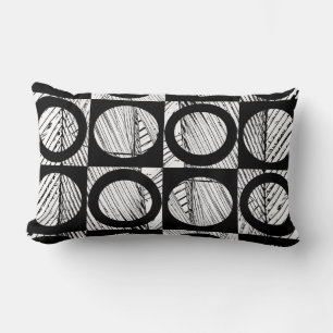 Rectangle coussin moderne abstrait audacieux art noir et bla