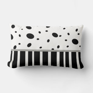 Rectangle coussin moderne chic noir et blanc points rayures