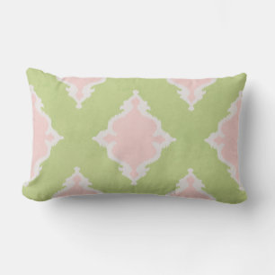 Rectangle Coussin moderne chic pastel rose et vert ikat