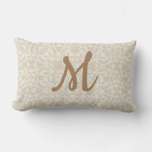 Rectangle Coussin Motif de style Vintage de lin crème Abstra