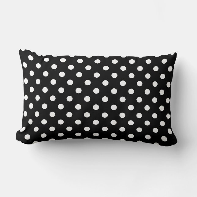 Rectangle Coussin noir et blanc de point de polka (Recto)