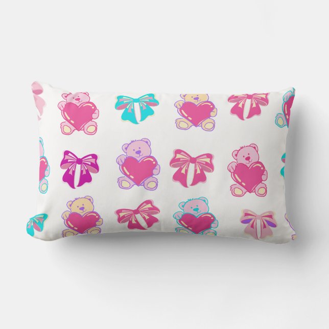 Rectangle Coussin Nounours et vaches roses (Recto)