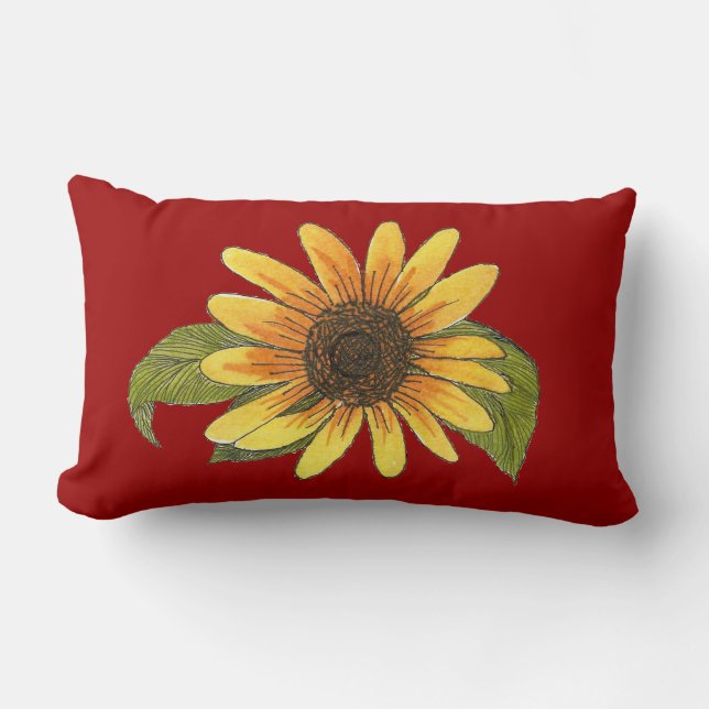 Rectangle Coussin peint de tournesol (Recto)