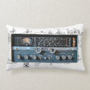 Rectangle Coussin radio vintage à ondes courtes