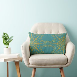 Rectangle Coussin Retro Mandala Turquoise Lumbar