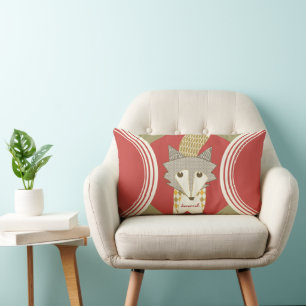 Rectangle Coussin Retro Personnalisé Orange Red Olive Fox