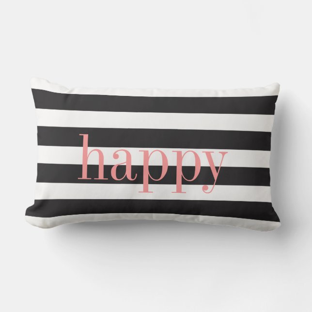Rectangle Coussin réversible rayé noir et blanc d'émotion (Recto)