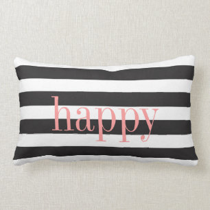 Rectangle Coussin réversible rayé noir et blanc d'émotion