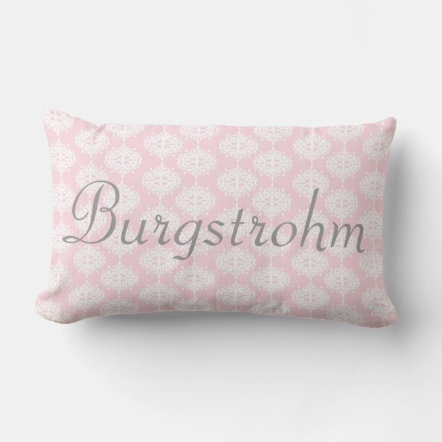 Rectangle Coussin rose et gris de damassé (Recto)