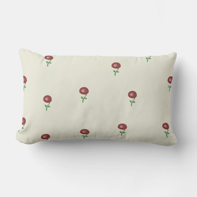 Rectangle Coussin rose lunatique de fleur (Recto)