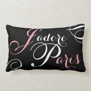 Rectangle Coussin rose noir de Paris d'amour de J'adore