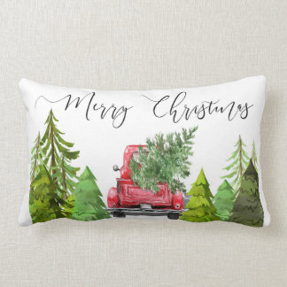 RECTANGLE COUSSIN ROUGE D'ACCENT DE CAMION DE FERME DE NOËL